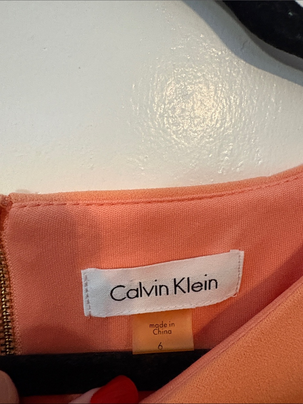Calvin Klein Women's Peach Bell-Sleeve Sheath Dress Size 6 - Picture 3 of 8